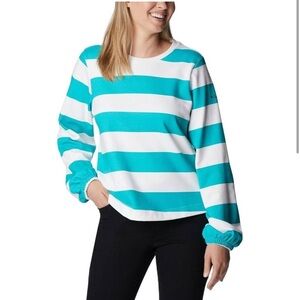 Columbia Striped Sweatshirt Teal Turquoise